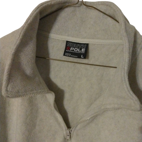 South Pole Fleece 1/4 Zip Pullover White Pull String Hem Soft Warm Layering L - Picture 8 of 10